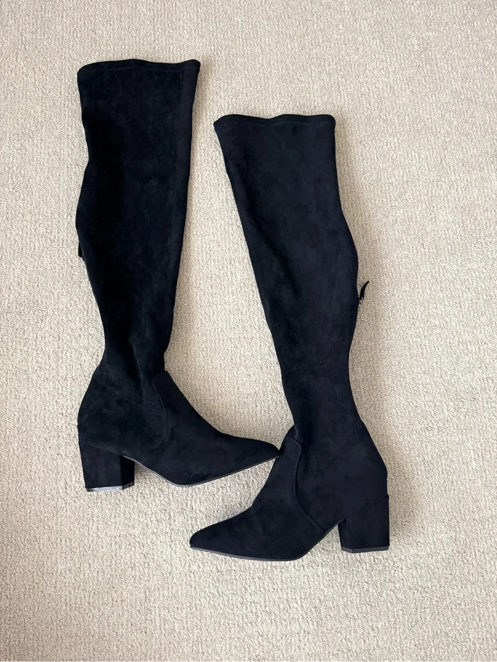 Black Over-the-Knee Block Heel Boots